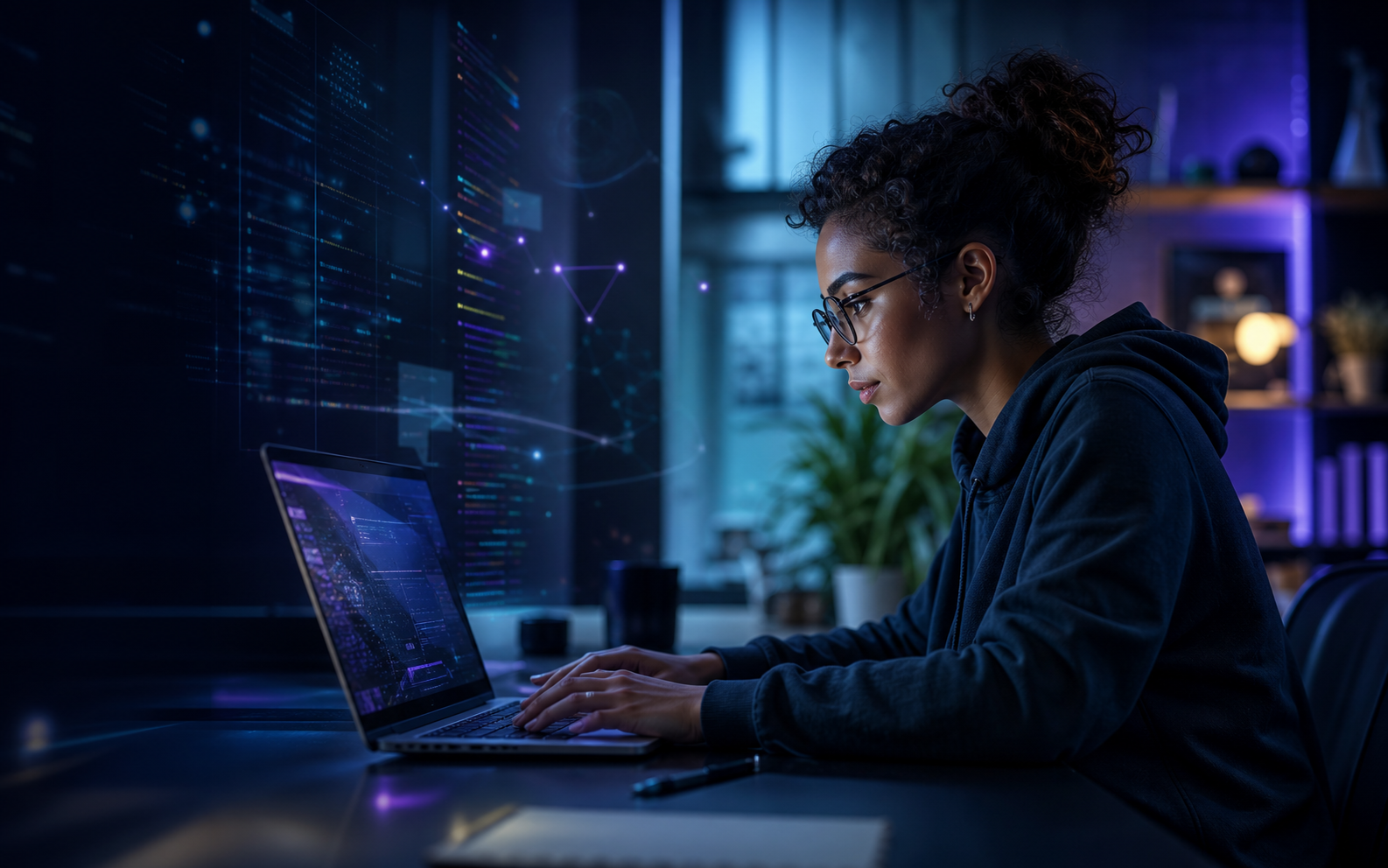 Developer learning with a modern coding workspace